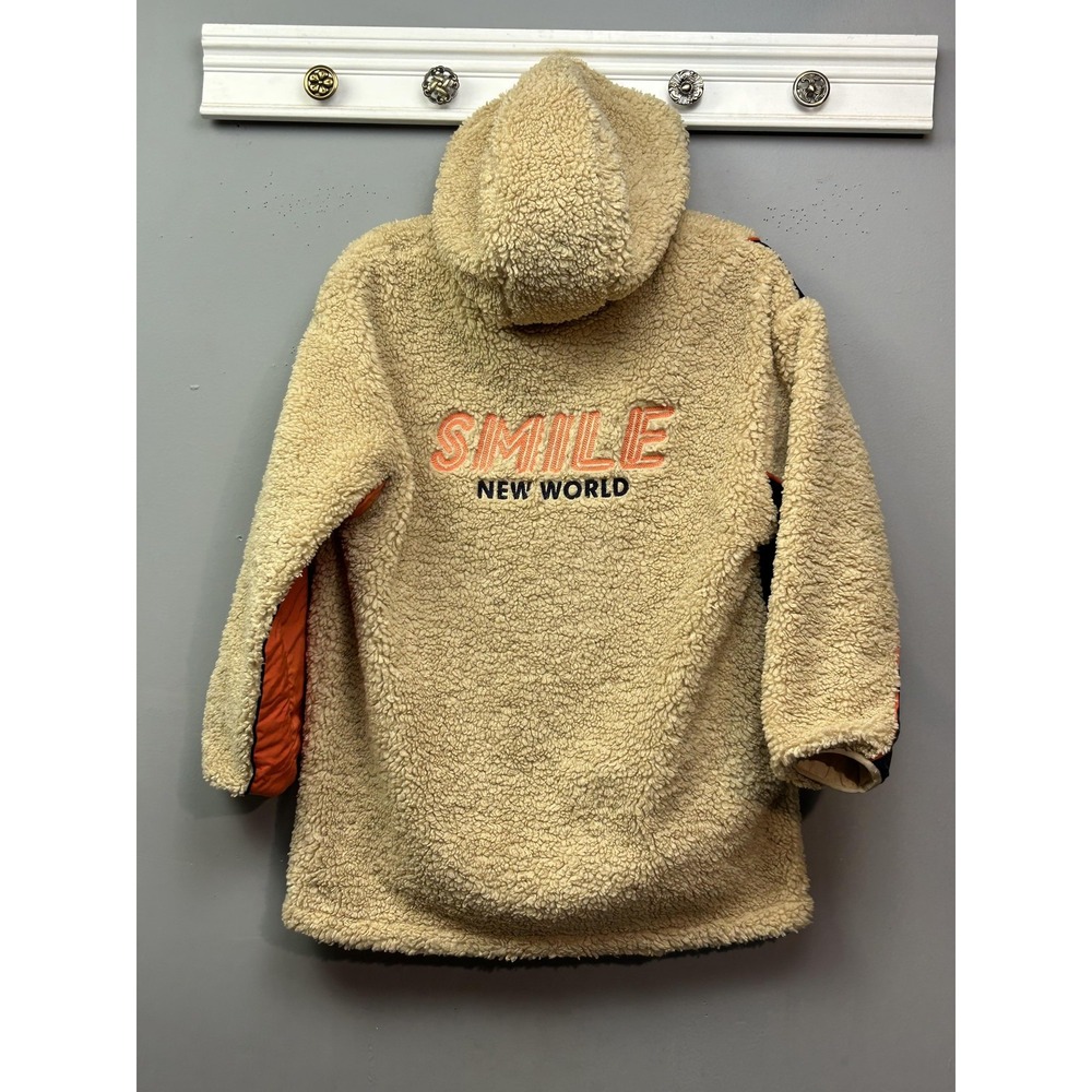 Annil Coat Kids 14-16 Beige Hooded Sherpa Fleece Parka Warm Smile New World